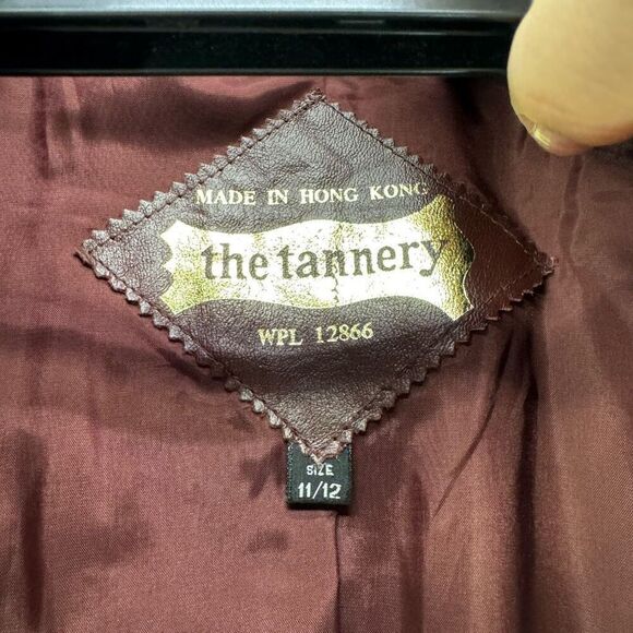 Vintage Y2K The Tannery Genuine Leather Belted Blazer Jacket size 11/12 - Picture 4 of 9